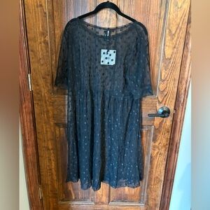 Agnes & Dora short mesh black dot dress cover up size large 12/14 NWT